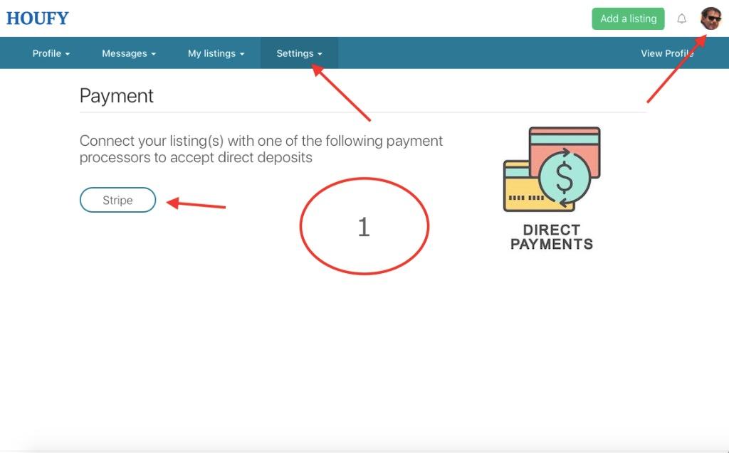 Adding a Houfy Direct Payment option to your listing: