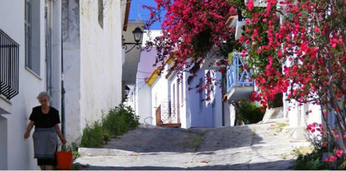 Cobbled Alleys in the Skiathos Old Town Area of Plakes